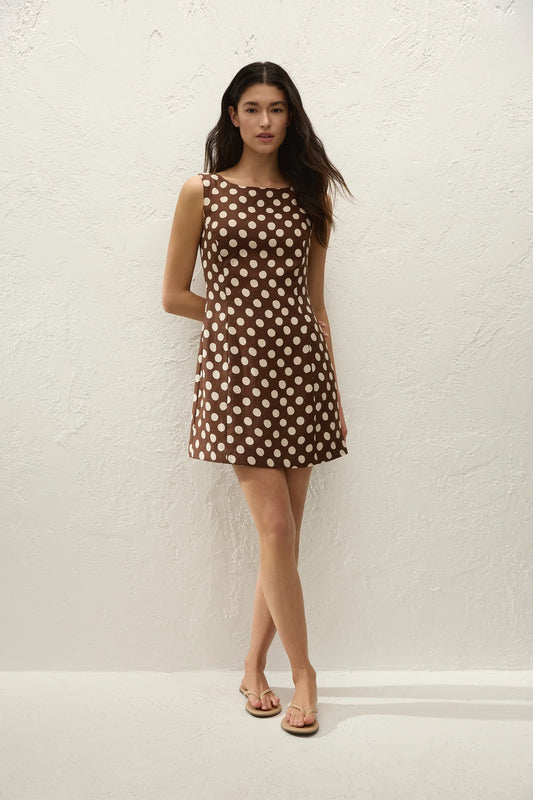 LYDIE MINI DRESS - CIOCCOLATO DOT
