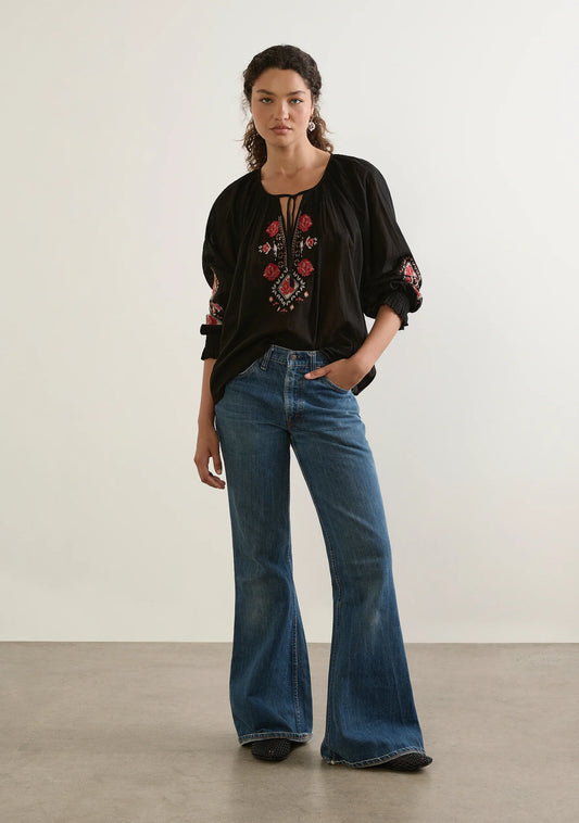 DEMI BLOUSE - BLACK W-TP-26390