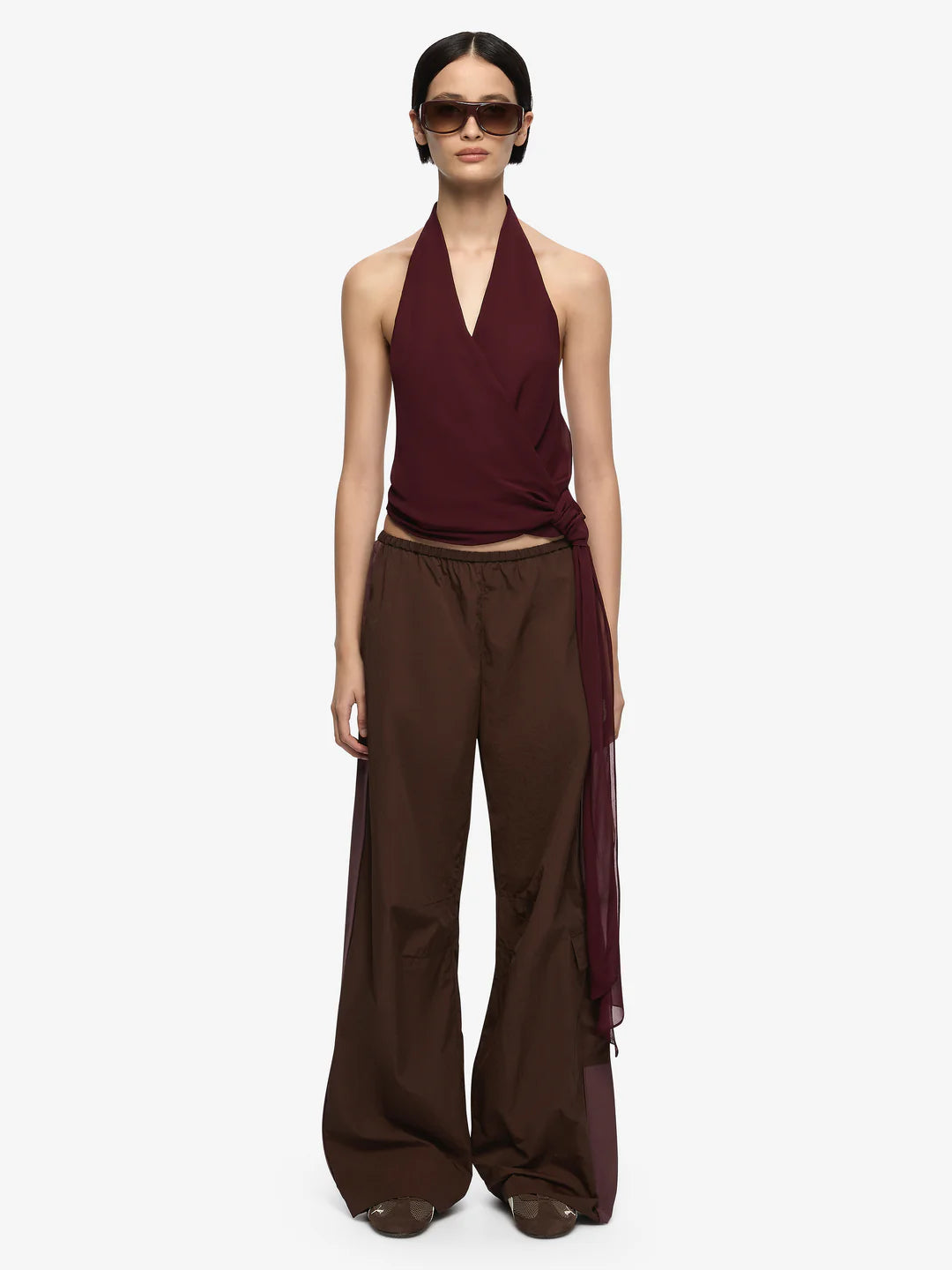 AMANDA HALTER TOP - RAISIN