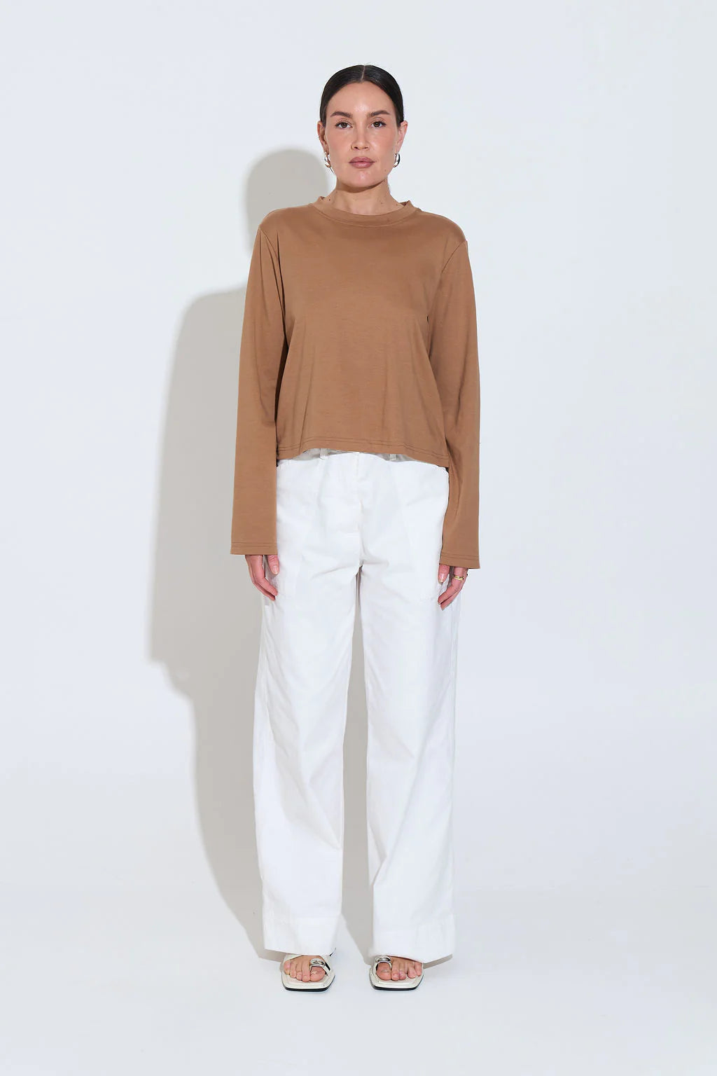 LONG SLEEVE FOX TEE - CAMEL