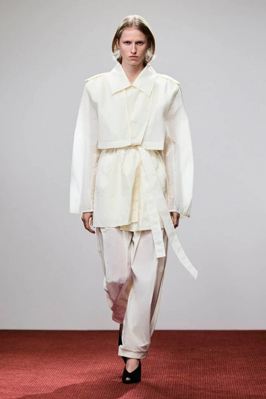 RHIA SHEER CROP TRENCH-IVORY
