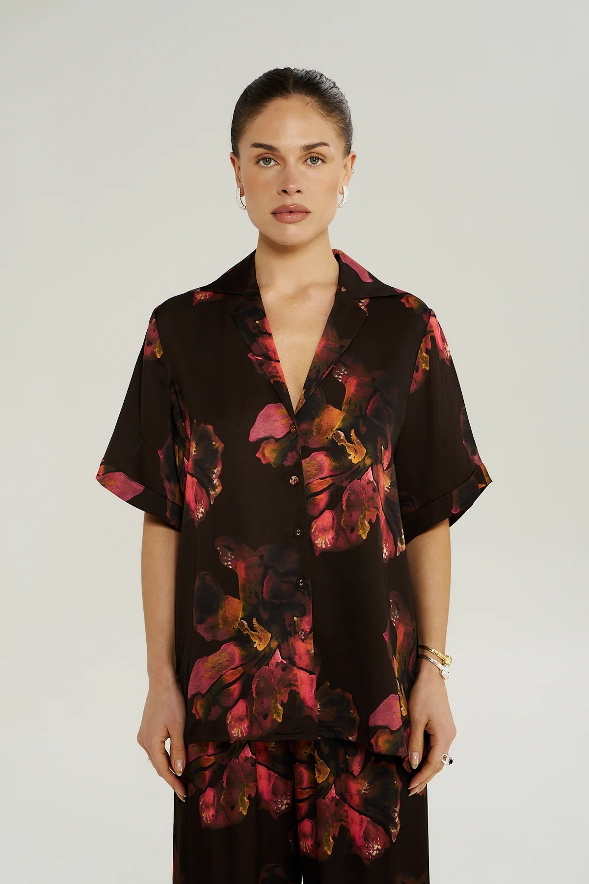 BUTTON UP SS SHIRT - CHOCOLAT