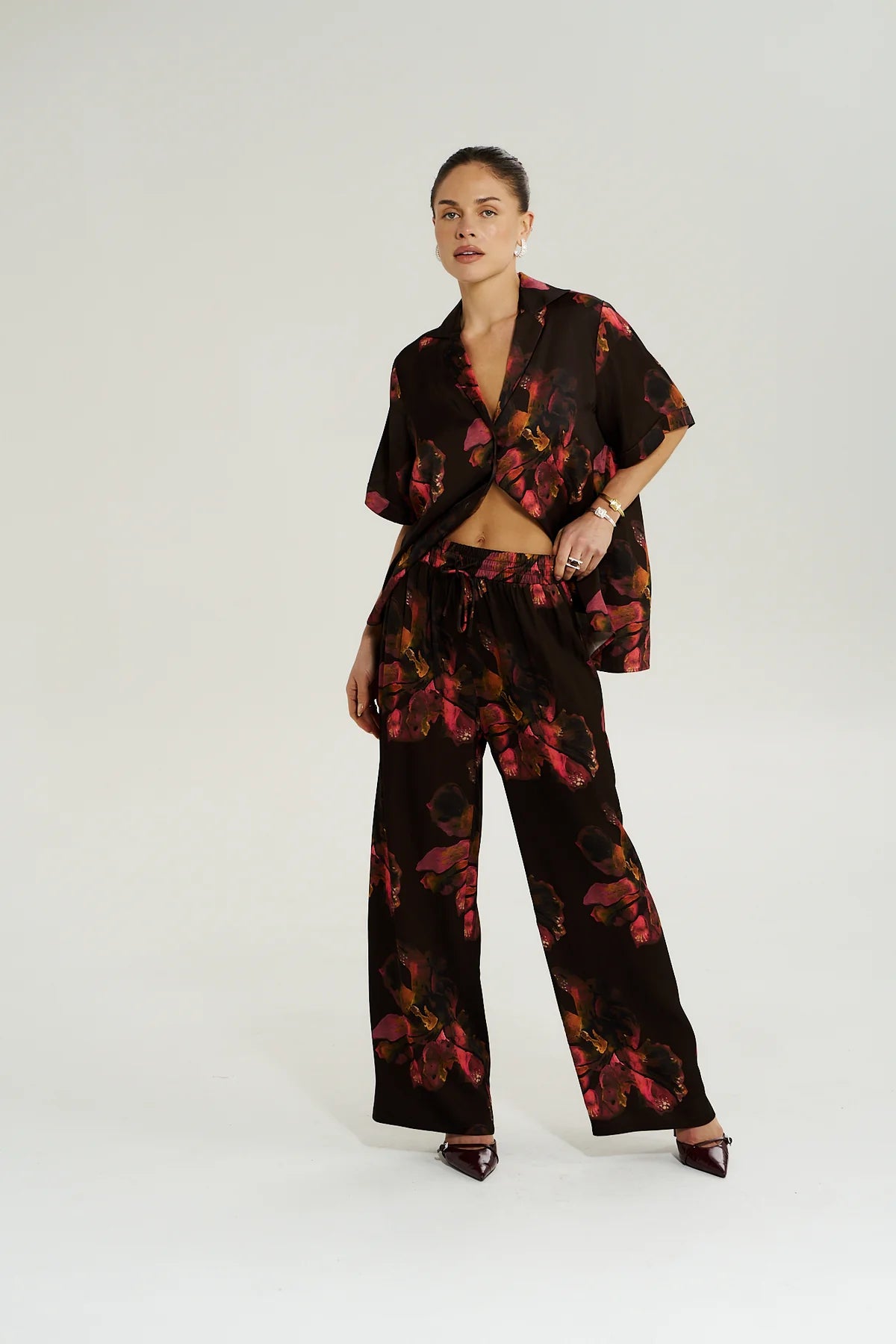 WIDE LEG PANT - CHOCOLATE PETALS
