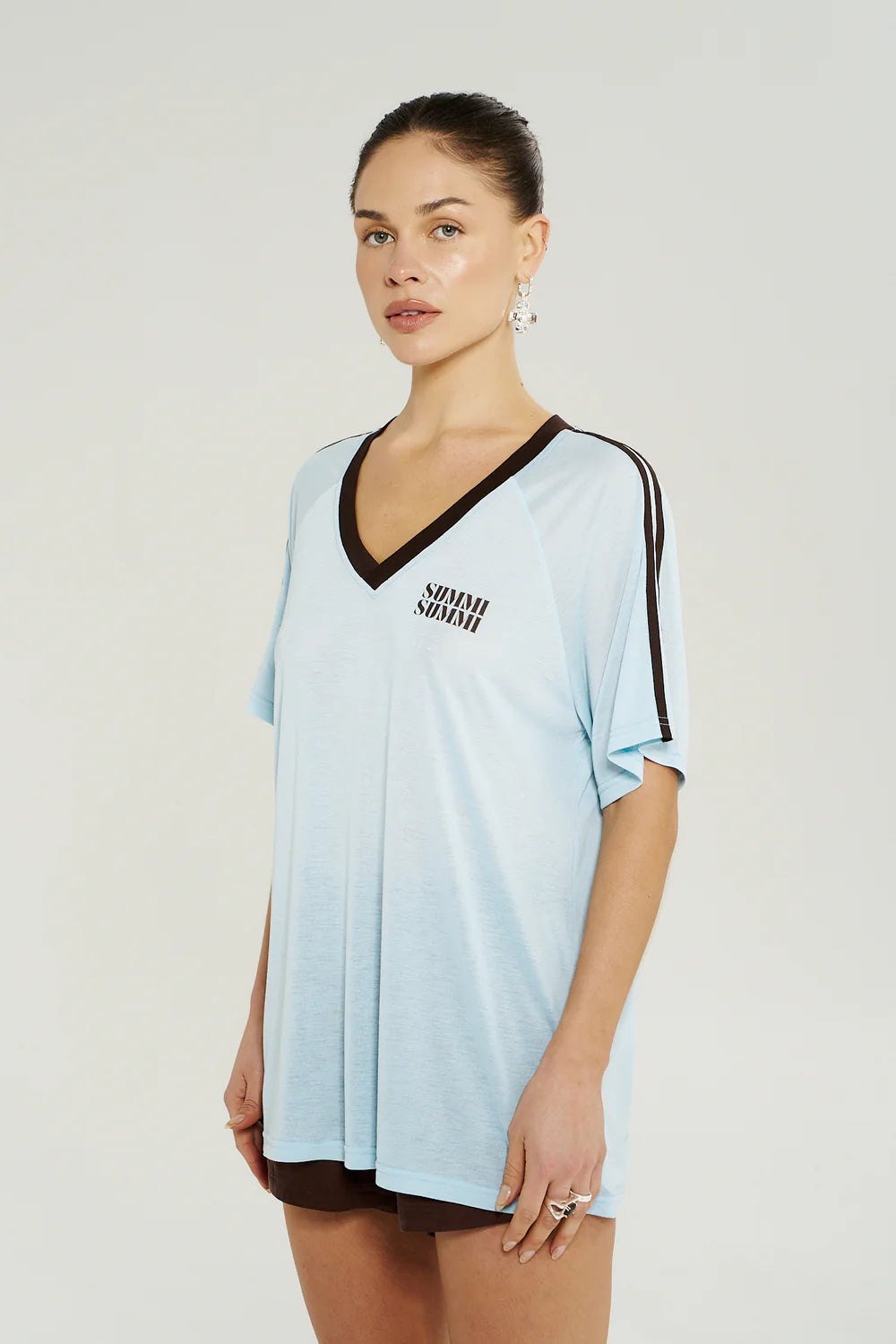 V NECK JERSEY TEE