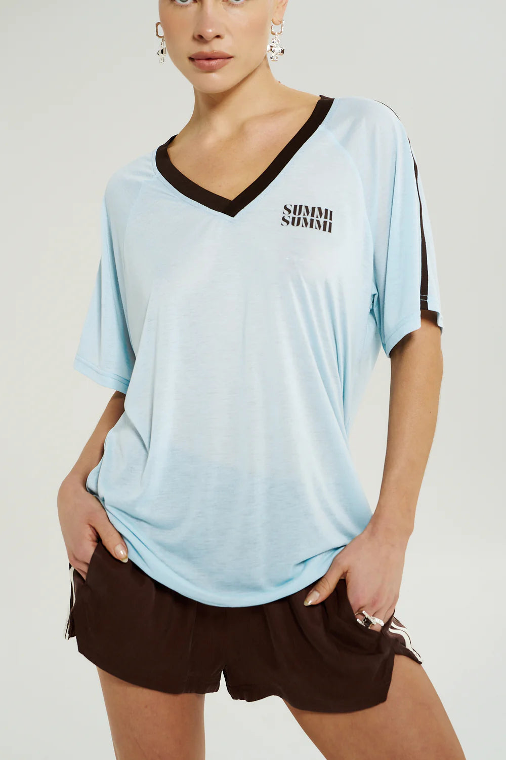 V NECK JERSEY TEE