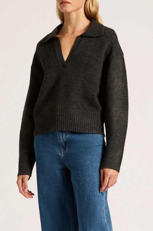 NU24435 KINGSLEY RUGBY KNIT - CHARCOAL