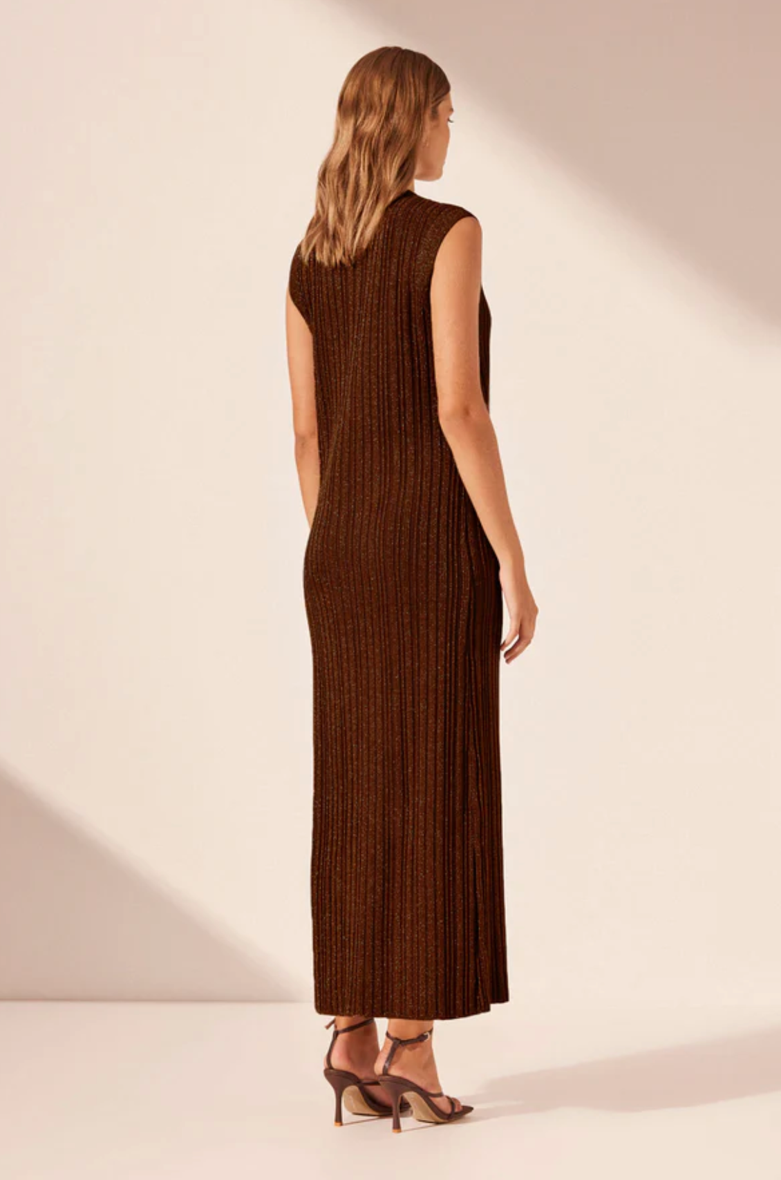 KAMARI SLEEVELESS TANK MIDI DRESS - BRANDY BROWN