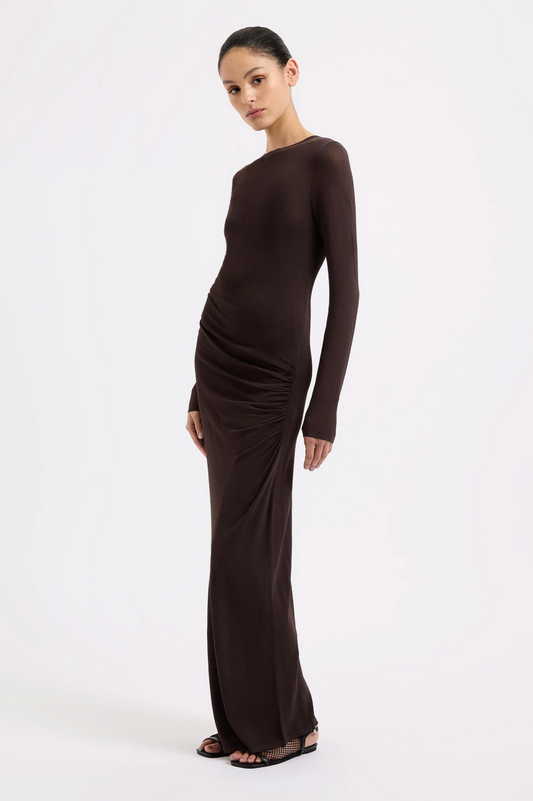 EVELYN KNIT MAXI DRESS - ESPRESSO