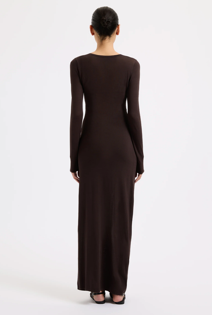 EVELYN KNIT MAXI DRESS - ESPRESSO