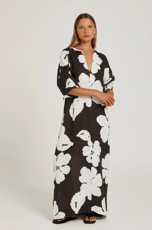 TULUM MAXI DRESS - CHARCOAL BLOOM