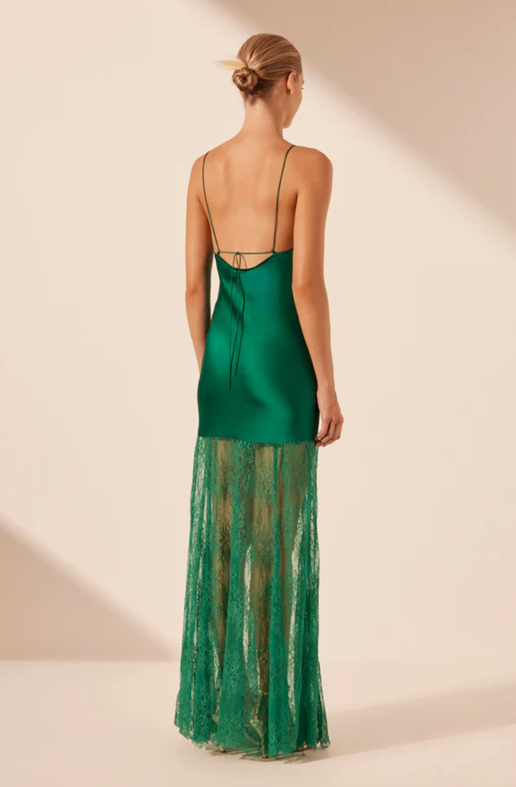 1244083 - ELLE SILK LACE COWL MAXI EMERALD