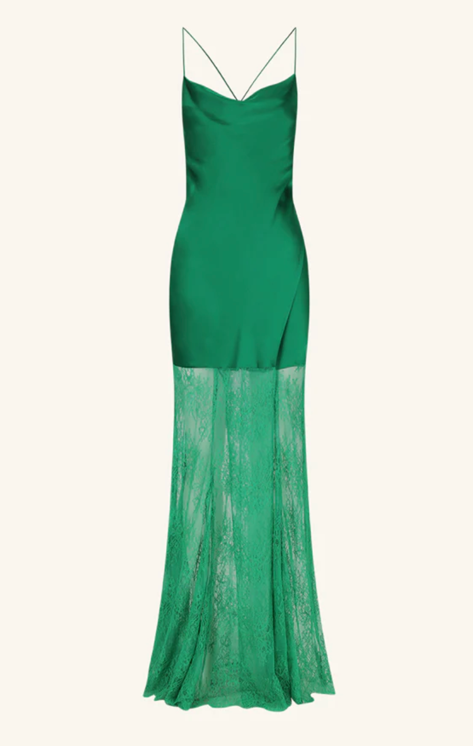 1244083 - ELLE SILK LACE COWL MAXI EMERALD