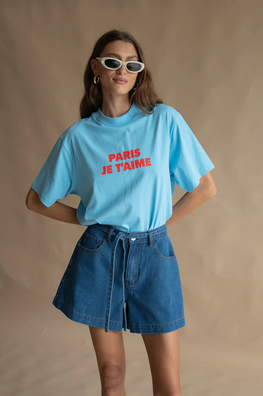 JE T'AIME TEE - ICE BLUE