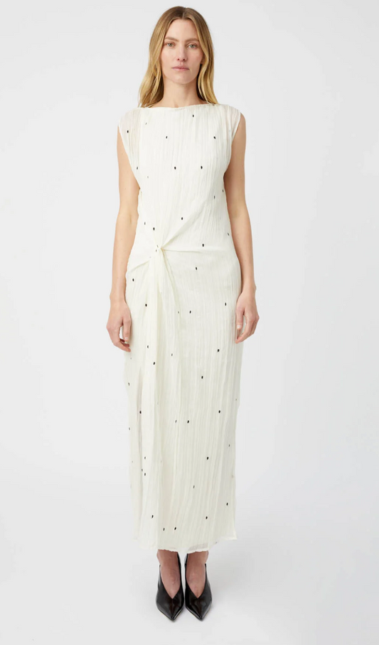 LOREN TWISTED MIDI DRESS - LEMON MILK