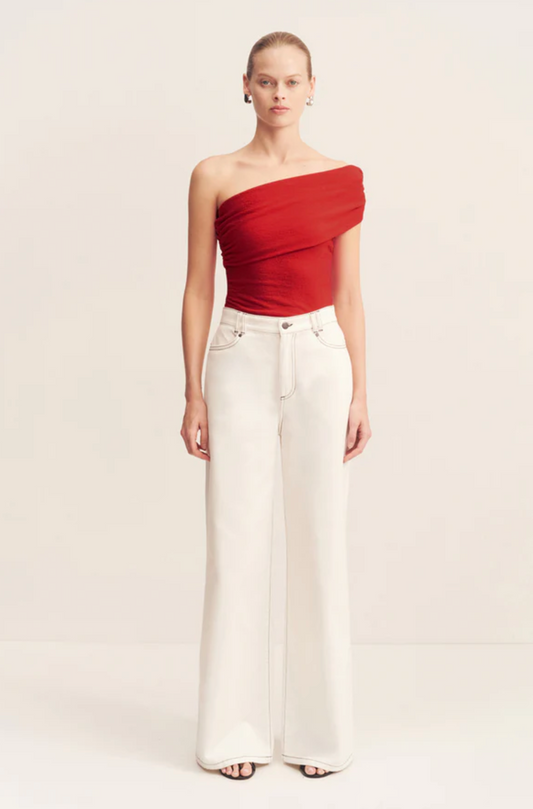 1245307 BEAU ONE SHOULDER TOP - CHILLI