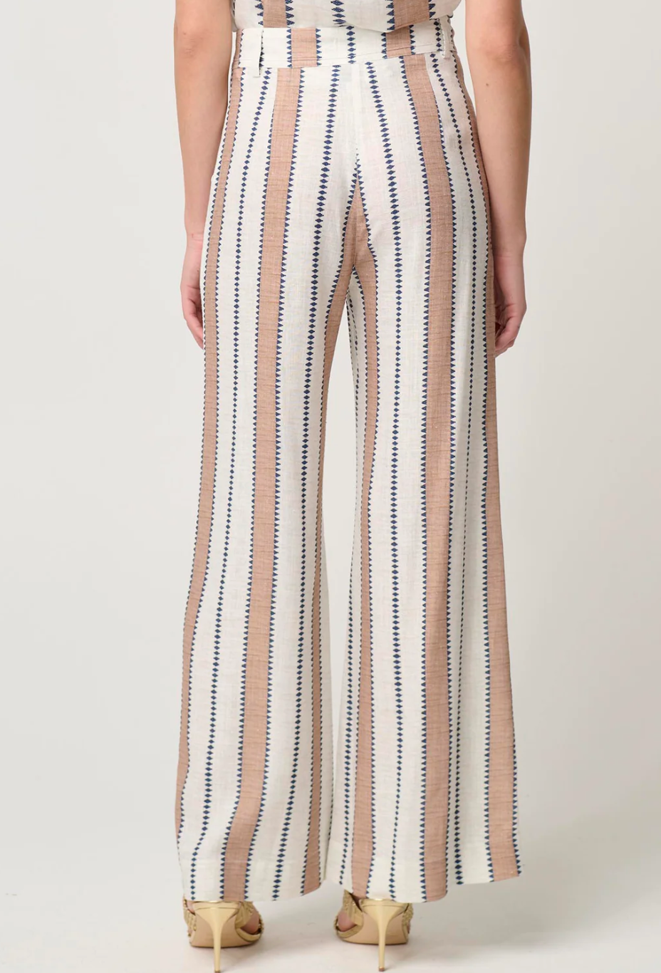 DYNASTY LINEN VISCOSE PANT - CAYMAN STRIPE