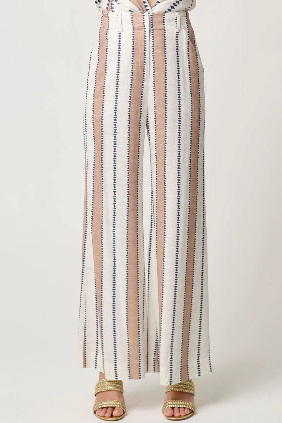 DYNASTY LINEN VISCOSE PANT - CAYMAN STRIPE