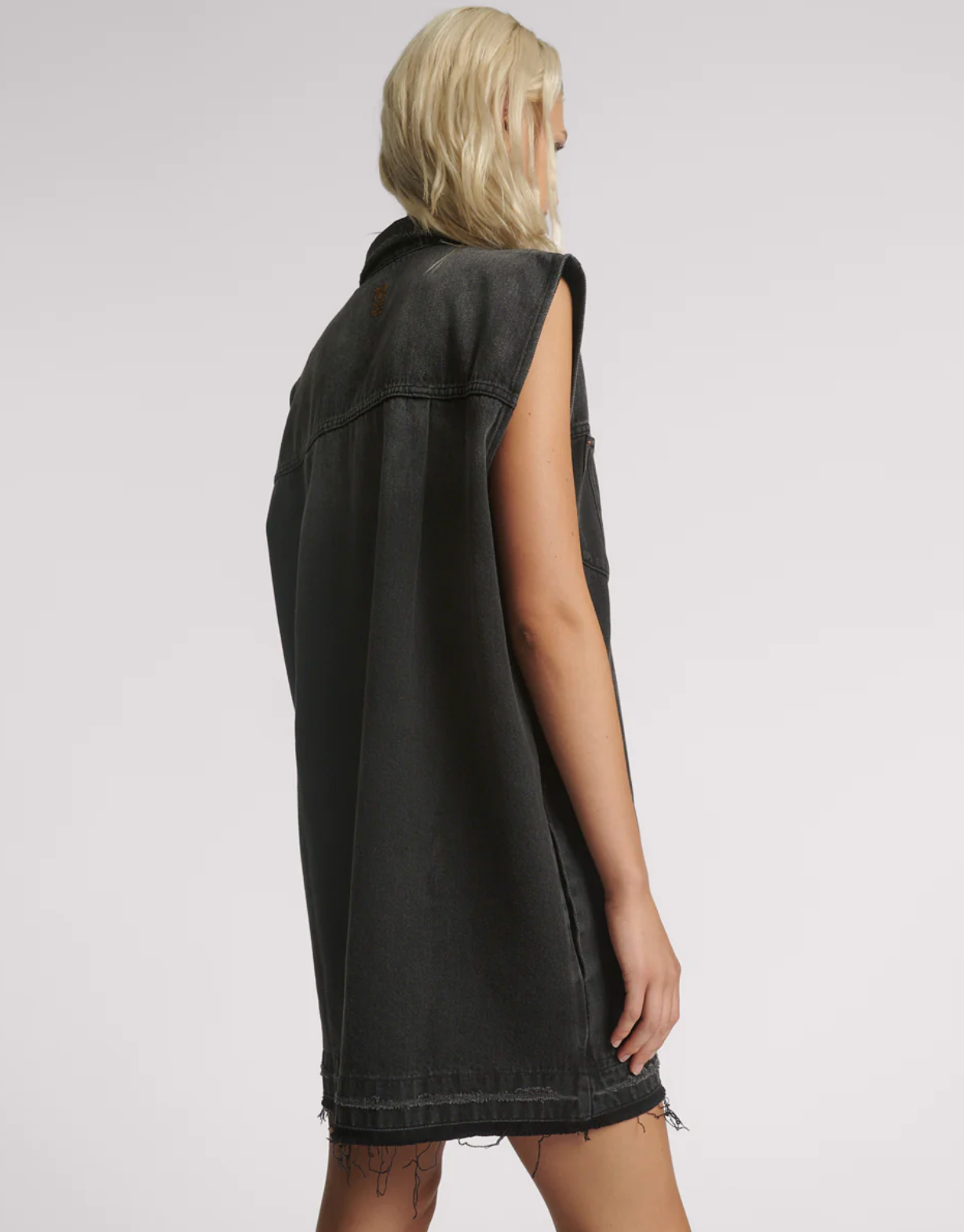 DENIM SHIRT DRESS - FADED BLACK