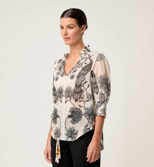 OLEANDER COTTON/ SILK BLOUSE - IMPERIAL STONE