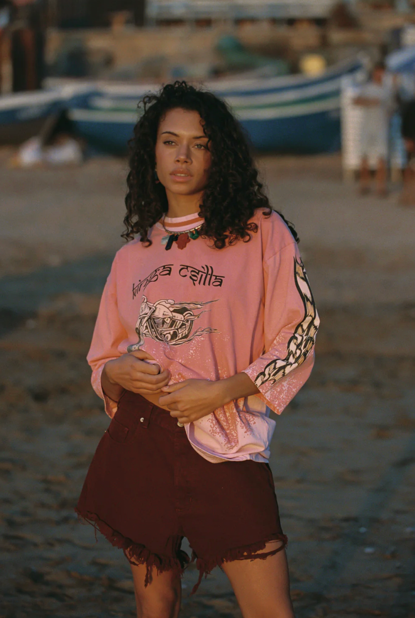 ESSENTIAL RECKLACE DENIM SHORT- WINE