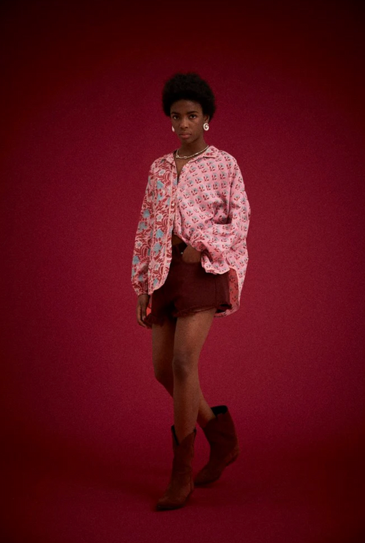 ESSENTIAL RECKLACE DENIM SHORT- WINE