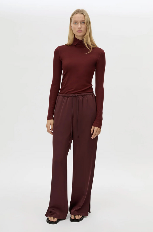 GROUND SATIN PANT - BURGUNDY