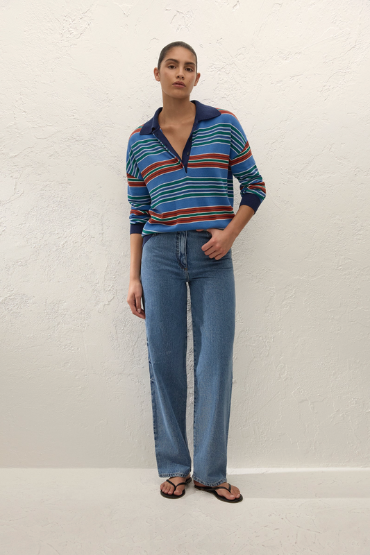 HARLOW OVERSIZED POLO - JUAN STRIPE