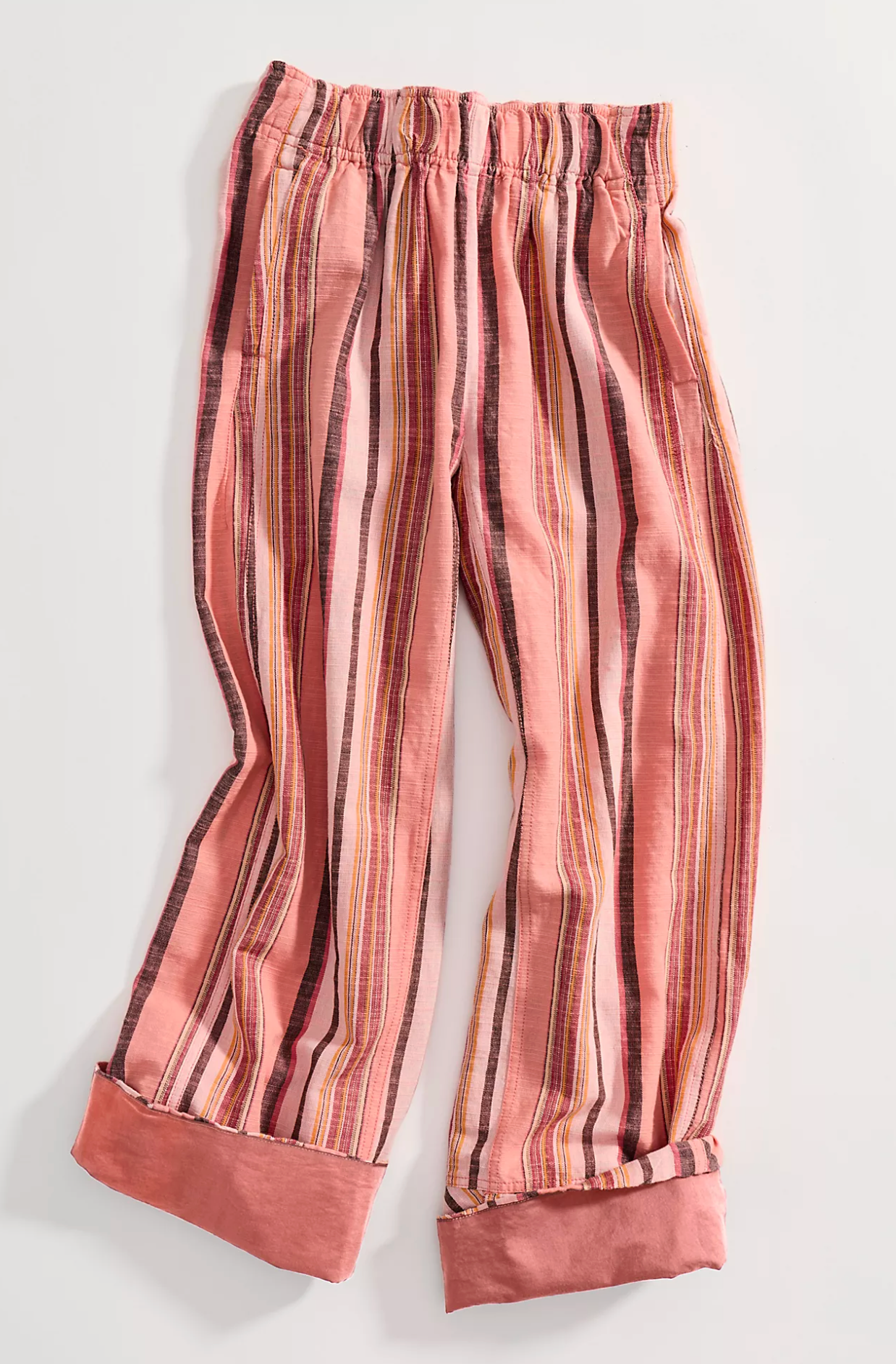 DAYS END SOLAR LINEN STRIPE PANT-CORAL