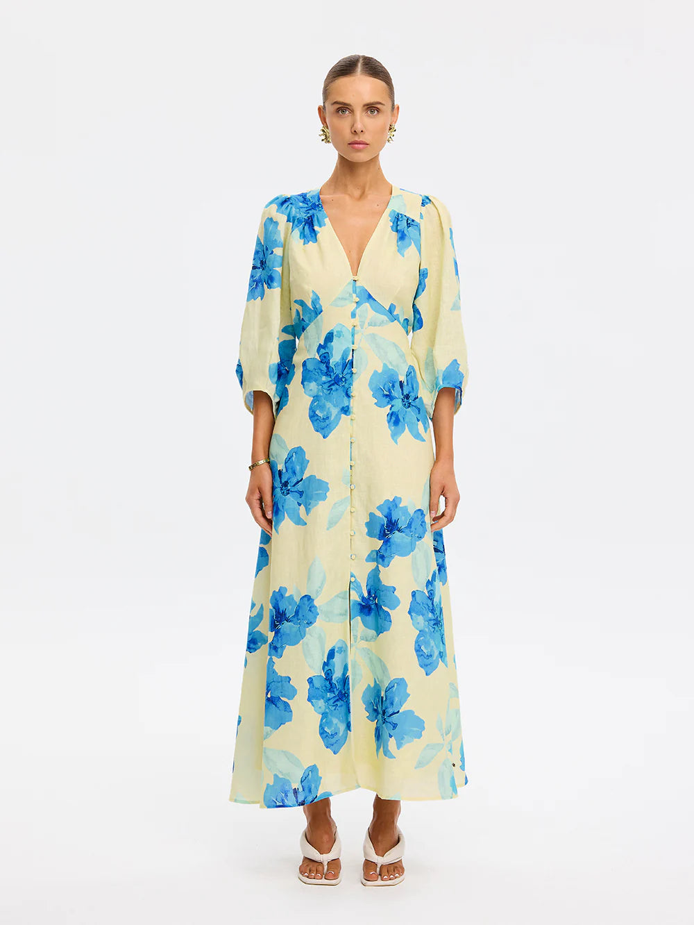LD297SOP SOPHIE MAXI DRESS - YELLOW BLUE
