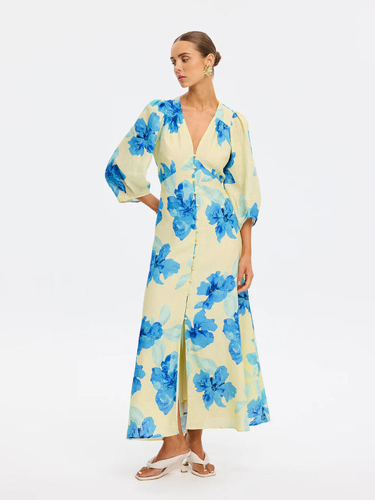 LD297SOP SOPHIE MAXI DRESS - YELLOW BLUE