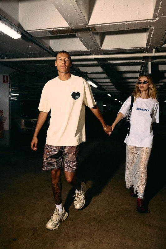 HEART TEE - CREAM W/BLACK HEART