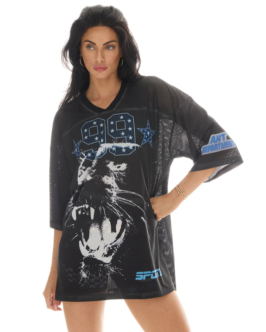 99 PANTHERS FOOTBALL TEE DRESS - BLACK