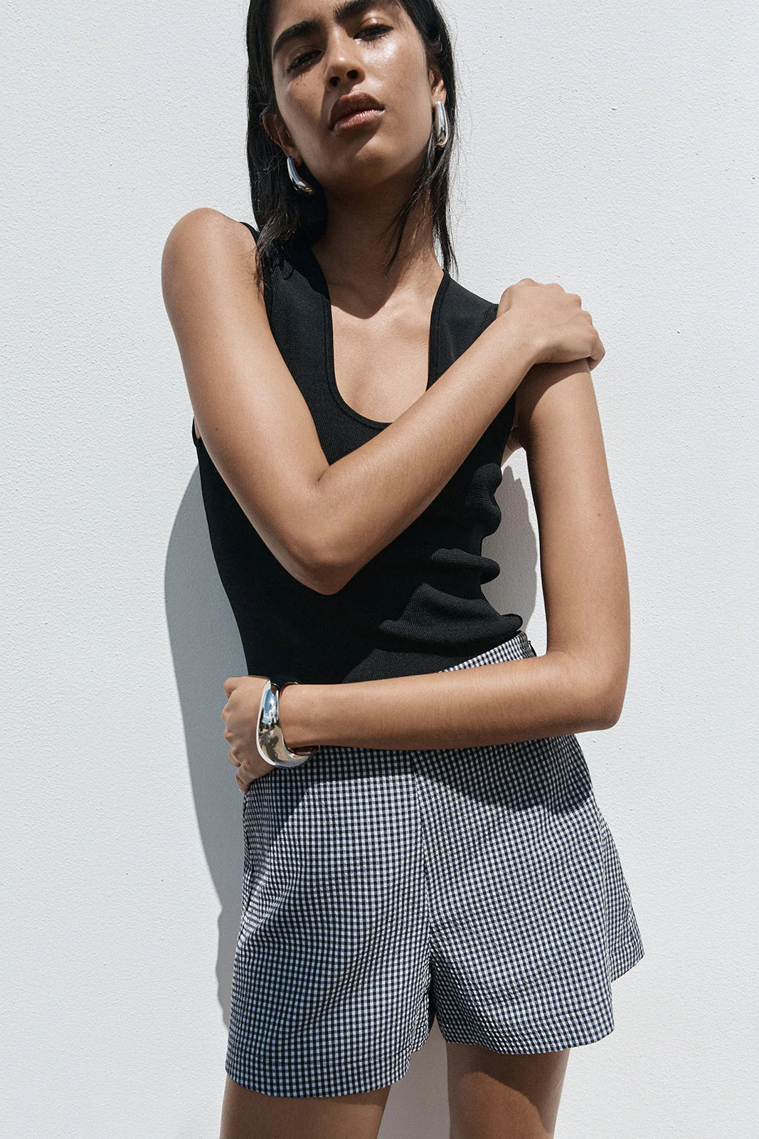 K61667 TESSA SHORT- GINGHAM