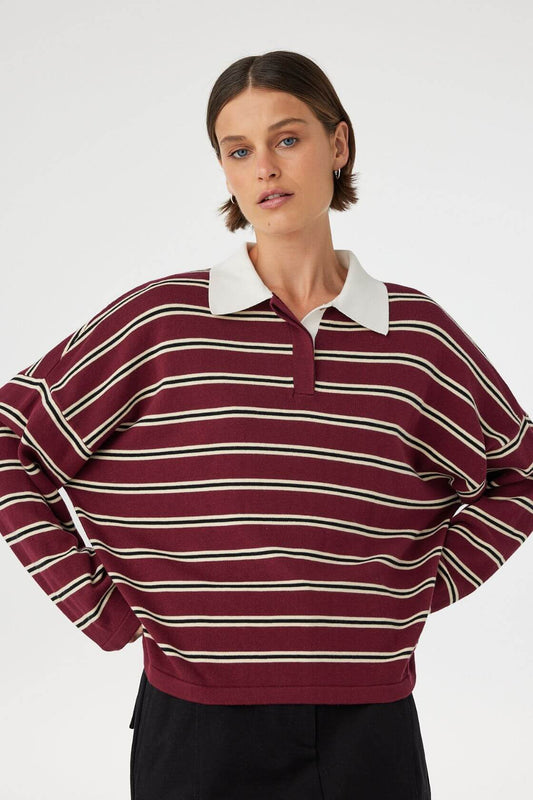 RAYNE KNIT JERSEY - MERLOT STRIPE