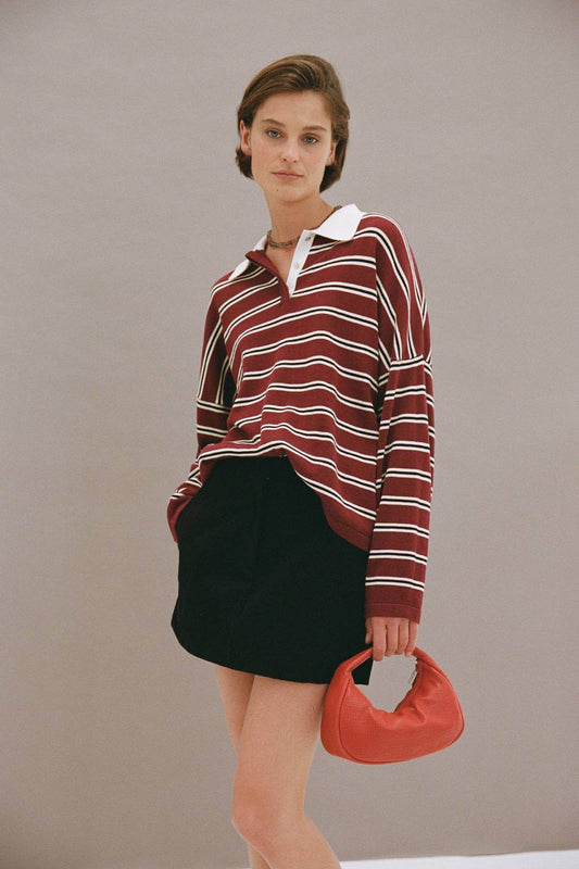 RAYNE KNIT JERSEY - MERLOT STRIPE