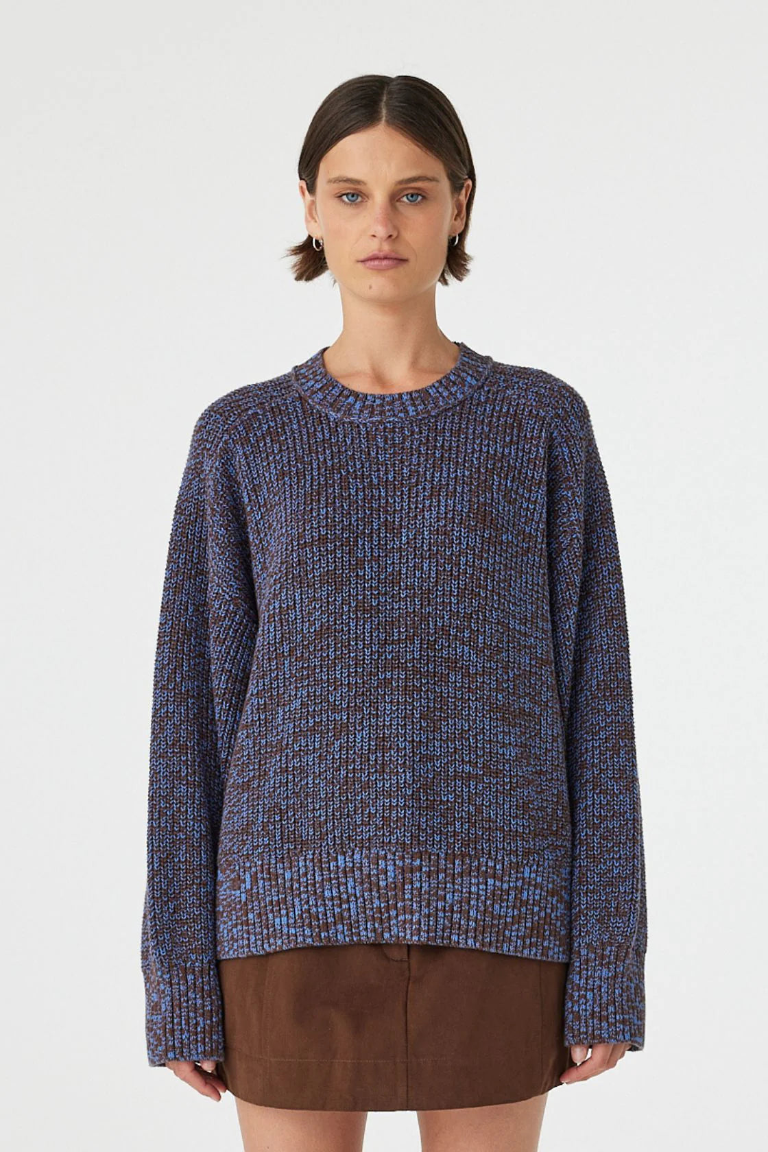 SOLENE SWEATER -CHOC & ROYAL BLUE