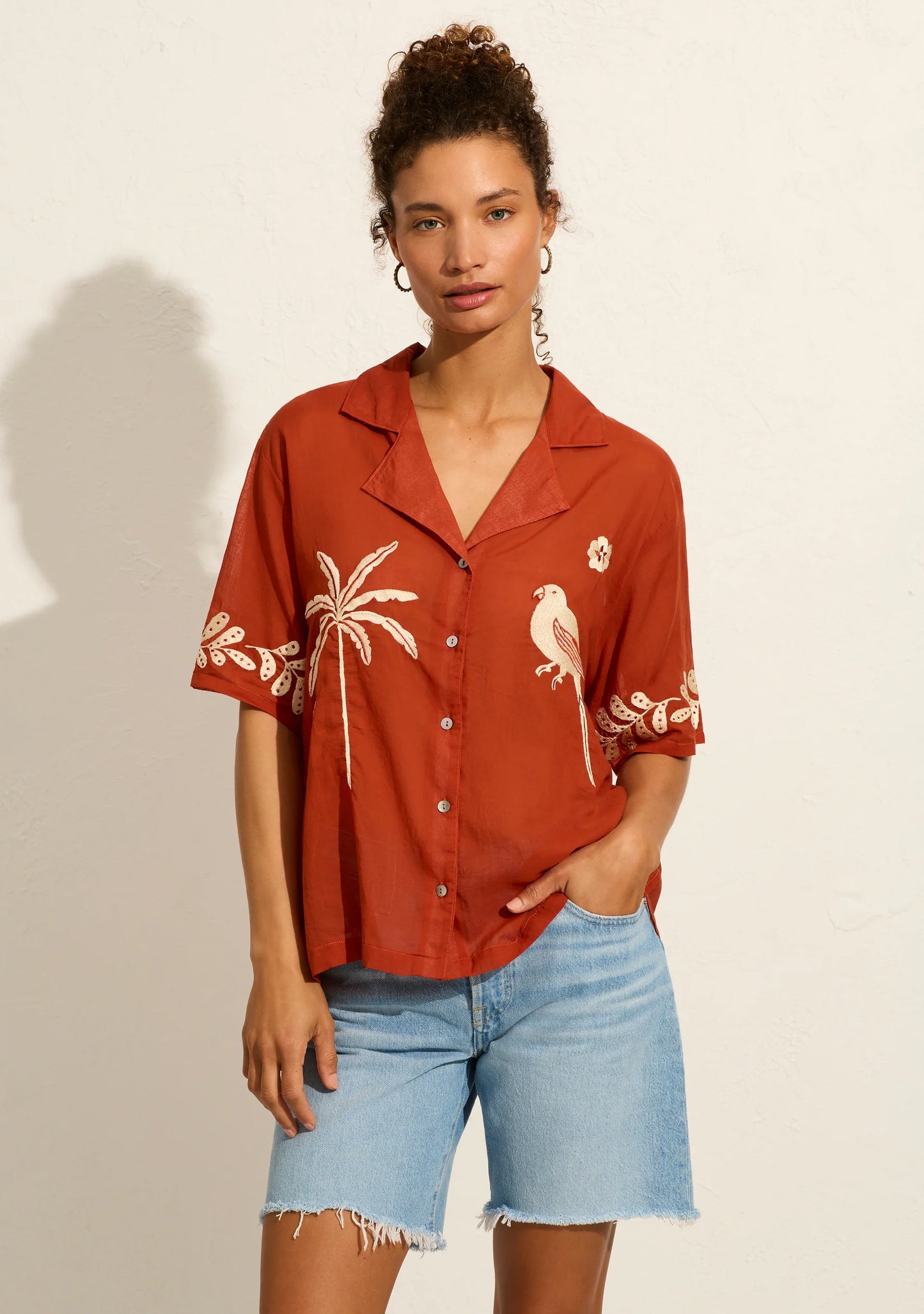 EMBROIDERED RIO SHIRT - RUST