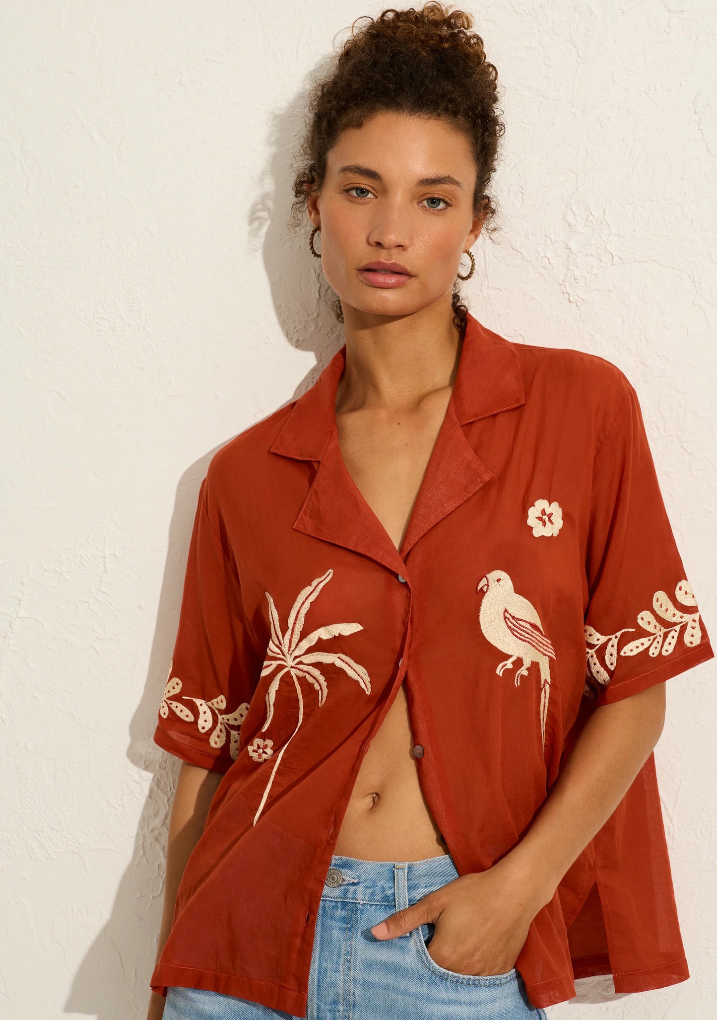 EMBROIDERED RIO SHIRT - RUST