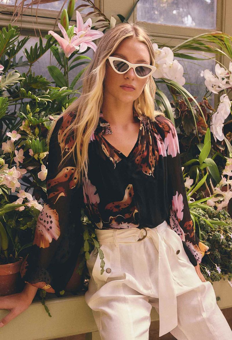OW22202SOD MARIS SHEER BLOUSE - SUNSET ORCHID
