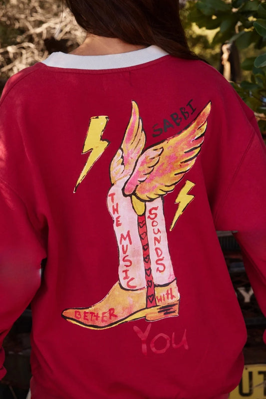 THE BORN ORIGINAL JUMPER - MAROON/SKY (VERY OVERSIZED)