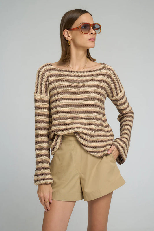COLLECTIVA STRIPE KNIT TOP - EARTH STRIPE