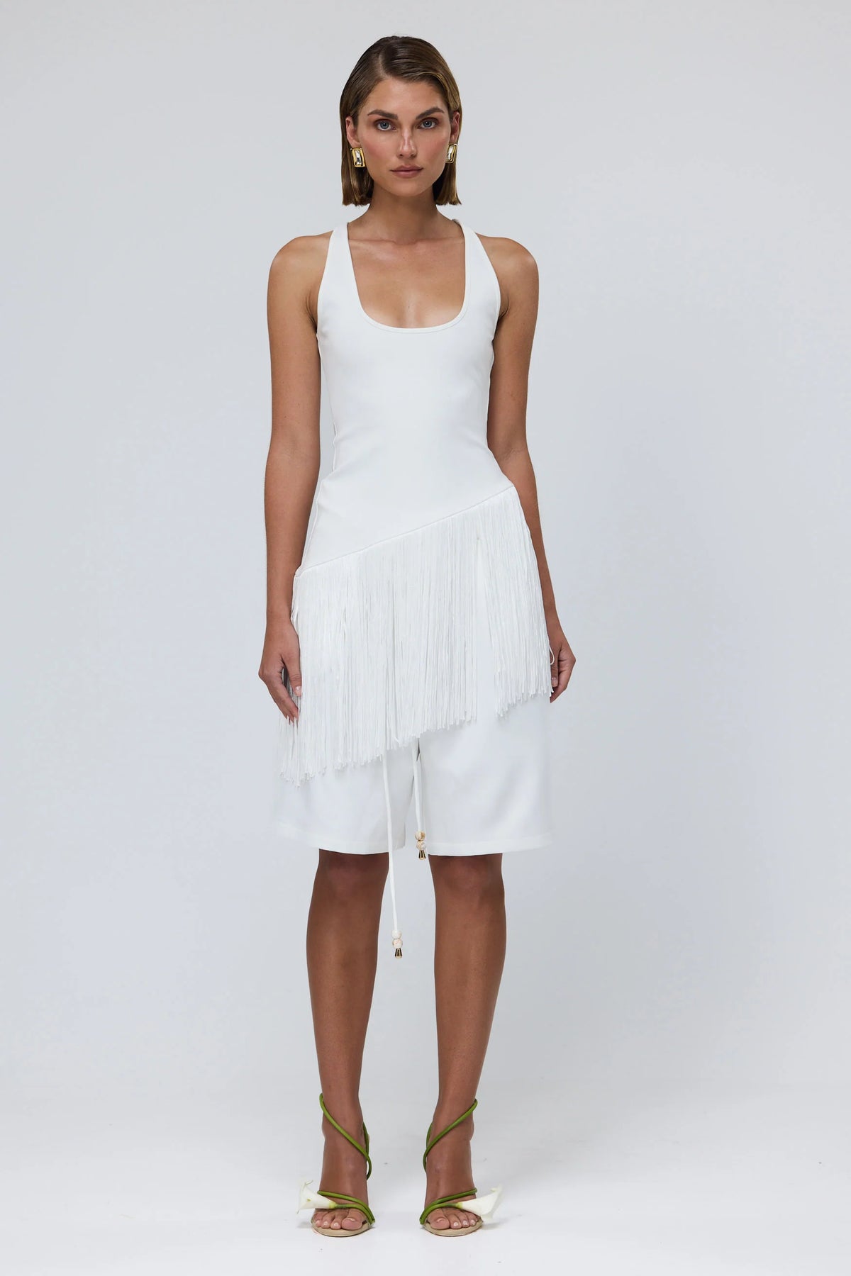 CHIARA RACER TASSLE TOP - IVORY
