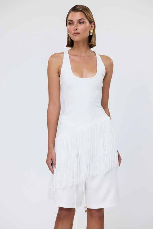 CHIARA RACER TASSLE TOP - IVORY