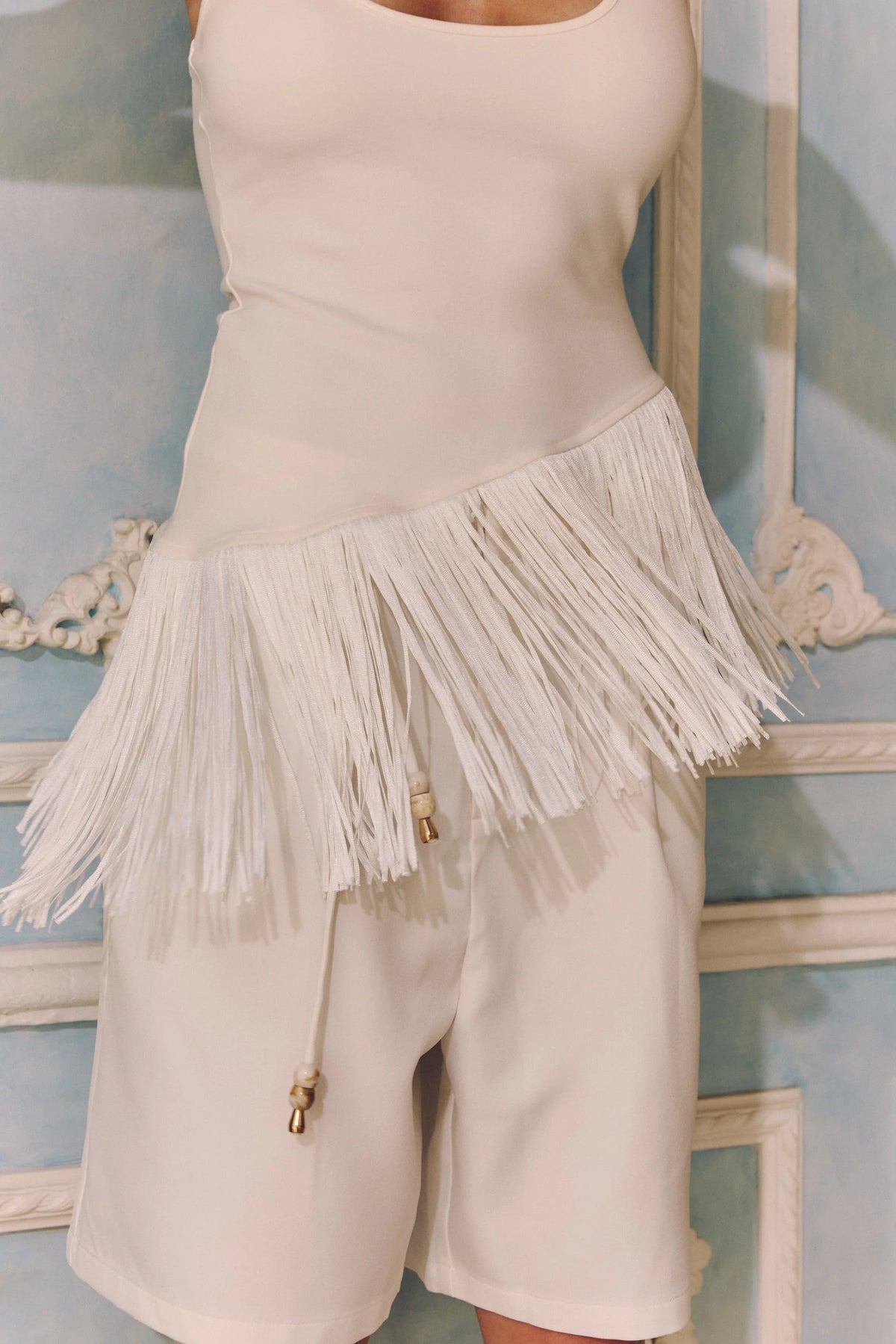 CHIARA RACER TASSLE TOP - IVORY