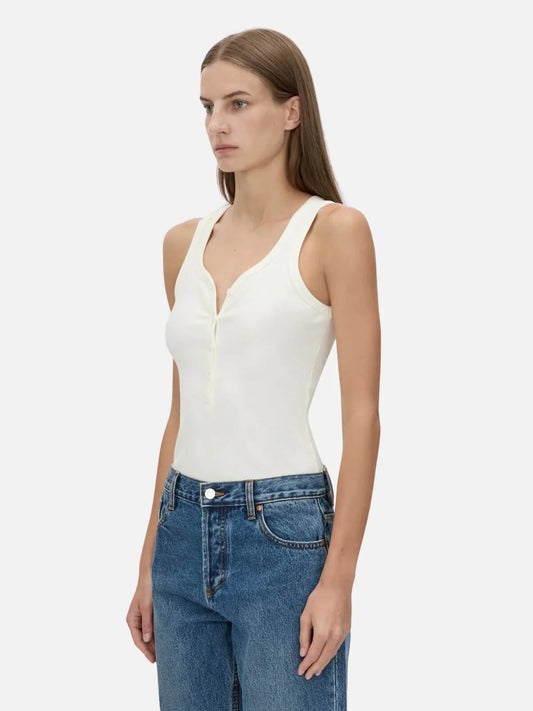 NORA BUTTON DOWN TANK-SOFT WHITE