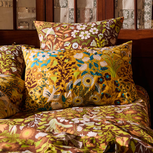 SLOANE COTTON PILLOWCASE SET-OCHRE STANDARD