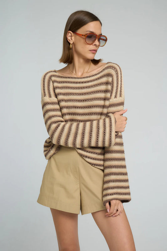 COLLECTIVA STRIPE KNIT TOP - EARTH STRIPE