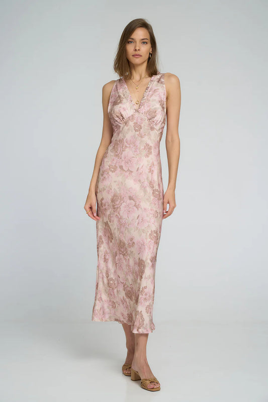FEATHER SLIP DRESS - MONET FLORAL