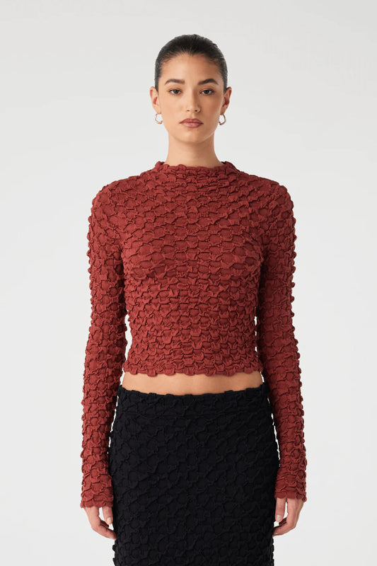 SUVI HIGH NECK TOP - HALF RED