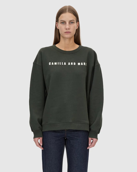 ANCA GRAPHIC SWEATER - BOTTLE GREEN
